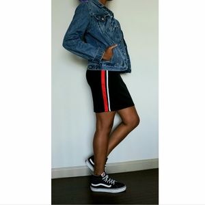 Black Mini Dress w/ Side Stripes